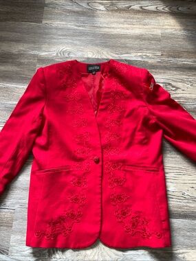 Luxurious Red Embroidered Blazer by Executive Collection